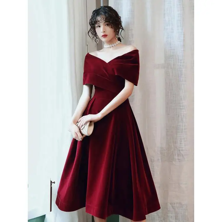 Ofallsis French Style Off Shoulder Evening Dress 2024 New Banquet High End Luxury Birthday Party Elegance One Shoulder Dresses