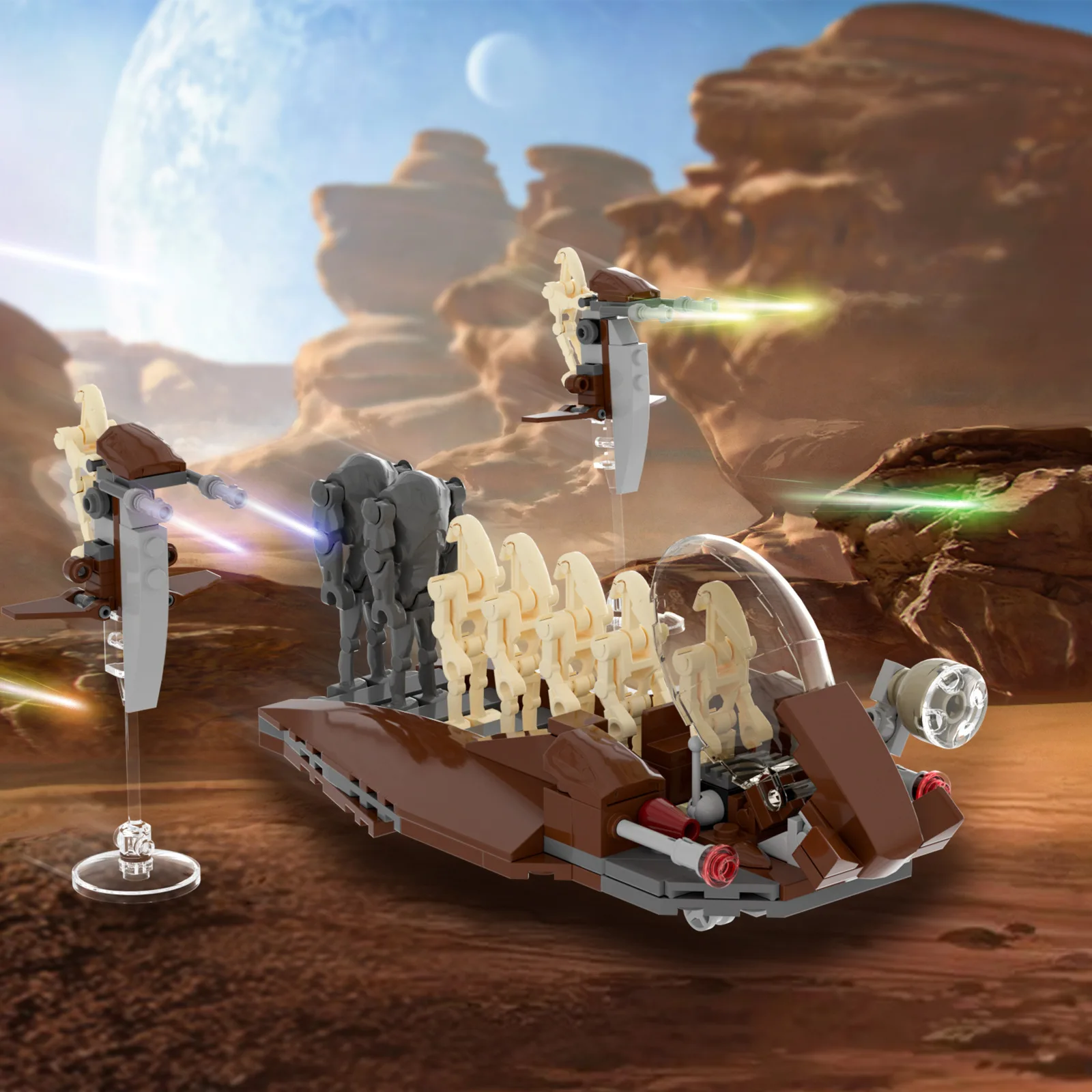 MOC Battle Droids Troop Carrier Droideka Sets The Clone Robot Destroyer Fighting Building Block Space Wars Brick Toys Gifts Set