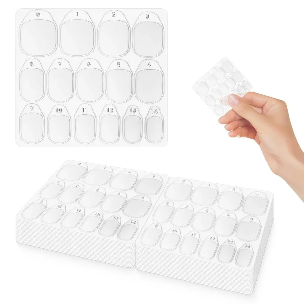 40 Sheets Nail Sticky Tabs, 15 Sizes Ultra Thin Waterproof Press on Manicure Adhesive Tabs