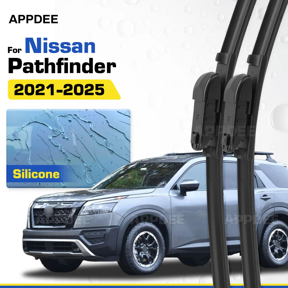 

Silicone & Rubber LHD&RHD Front Wiper Blades Set For Nissan Pathfinder R53 2021-2025 Coated Windshield Windscreen Window Brushes