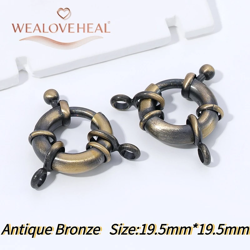 armband verschluss，Vintage Antik-Bronze Messingbeschichtete Runde Federverschlüsse für Armbänder, Halsketten, DIY Schmuckherstellung Zubehör – Detail 22