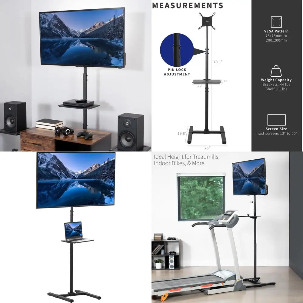 

Adjustable Tall TV Floor Stand for 13-50 Inch Screens, 70 Inch Tall, Max VESA 200x200, Suitable for Curved TVs and Exercise Equi