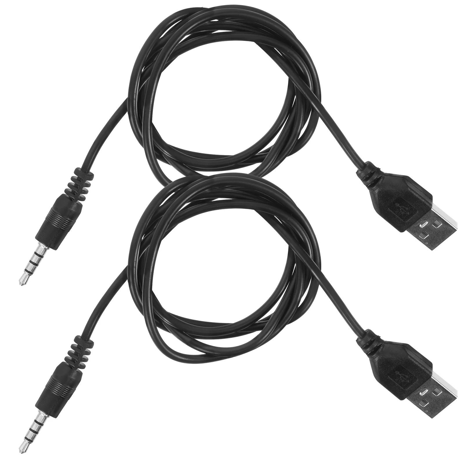 2 Pcs Cord 35mm Charging Cable USB to Audio Adapter Jack Chargers Power Speakers Instrument