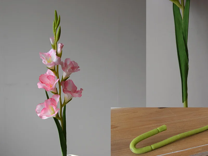 4 Stück Künstliche Blumen Seiden-Gladiolen in Lila Hotel-Dekoration Kunstblumen Simulation 7-Köpfiger Clivia-Zweig Heim-Dekoration – Detail 20