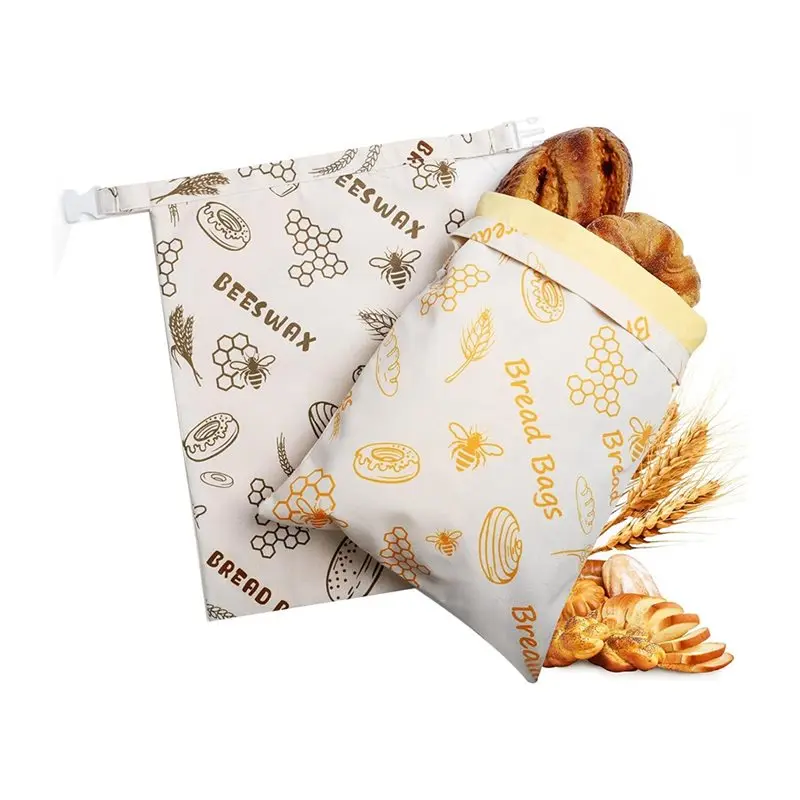 【RECOMENDAR】Reusable Beeswax Bread Bags 2 Pcs- 17Inch X 13Inch Natural Beeswax-Lined Cotton Storage Bags Suitable For Freezer& R
