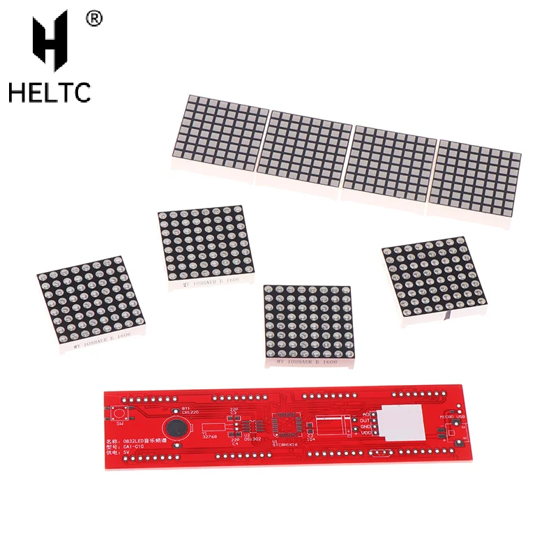 DIY LED Music Spectrum DS1302 Dot Matrix Clock Electronic Rhythm Light USB Power DC5V with Micro Cable DIY Soldering Kit