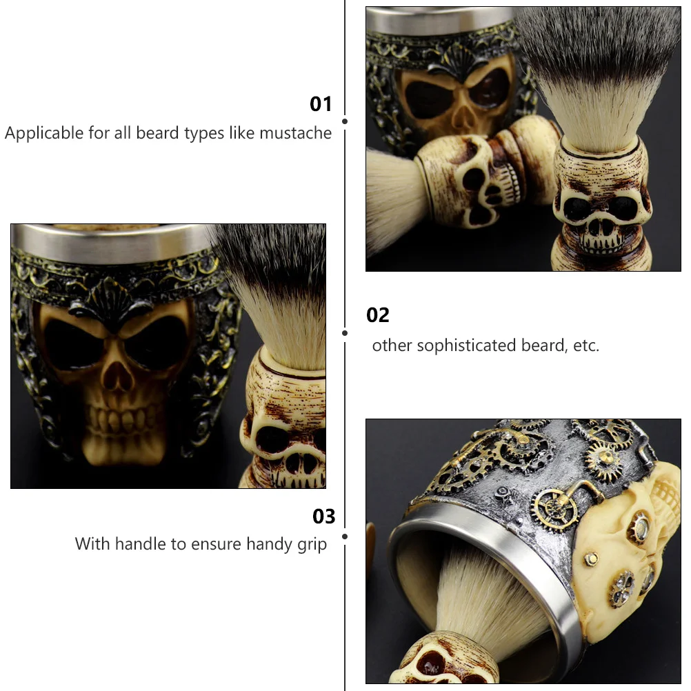 

1Set Durable Beard Brush Set Portable Handle Space Saving Travel Shaving Tool Mustache Goatee Gift Beard Brush Set