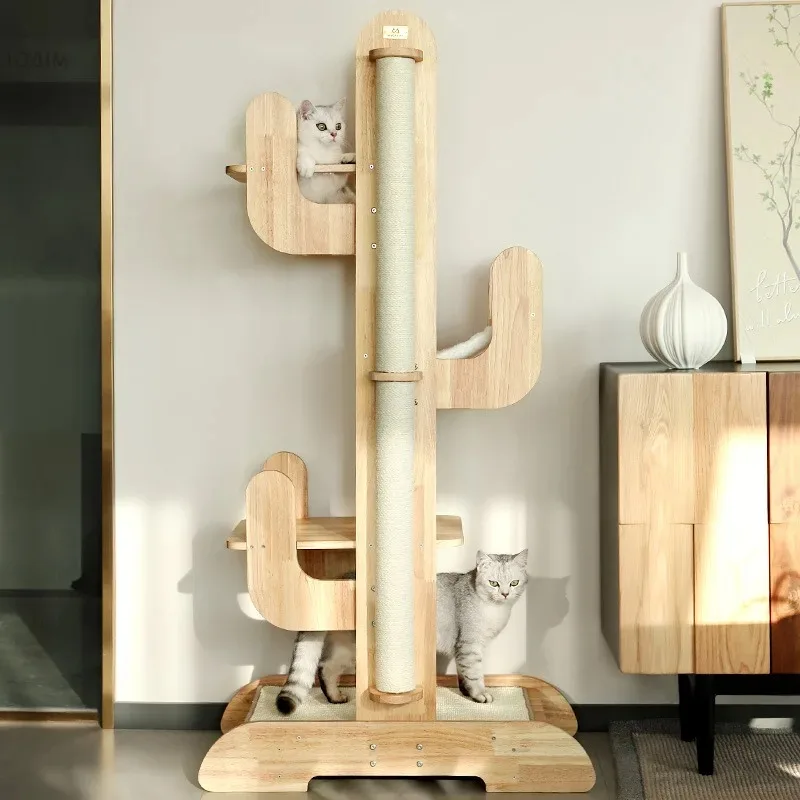 Cactus solid wood cat climbing frame multi-functional three-dimensional cat toy vertical  climbing frame integrated cat toy