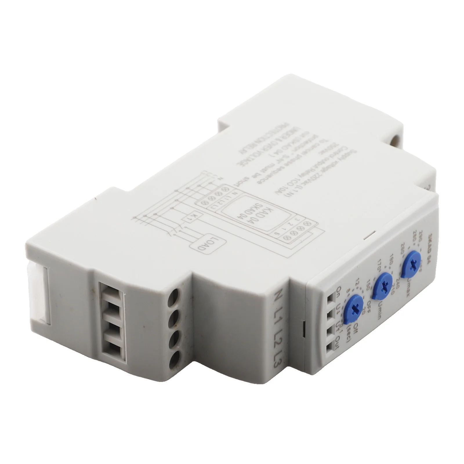 Practical Protector Undervoltage 220VAC 90*58*22.5mm Gray Multifunctional Over-voltage Phase Sequences Plastic