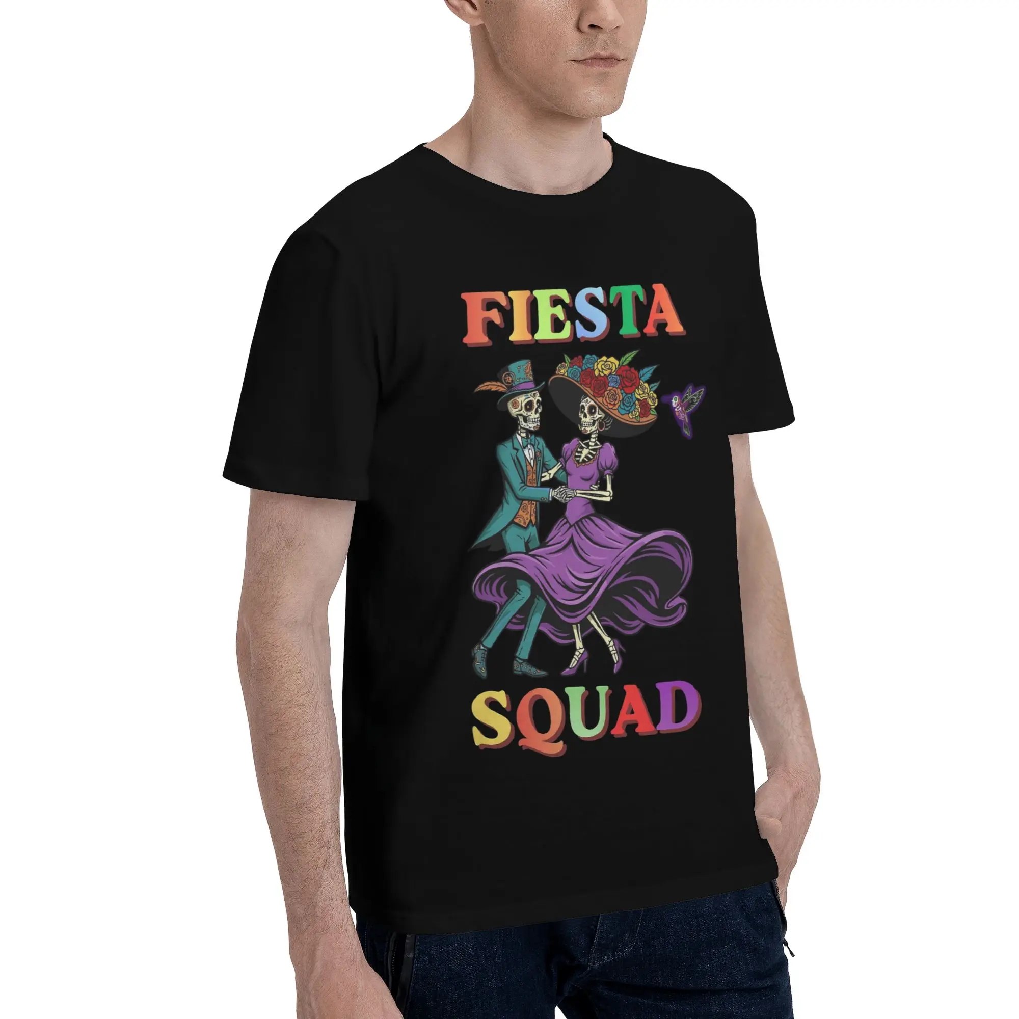 Fiesta Squad Cinco De Mayo Printed T Shirt Men Women  Pure Cotton  Tee Shirt Clothes