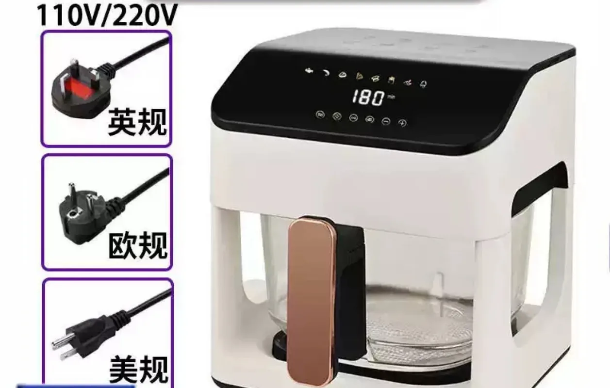 For 8.5L Household Air Fryer, Intelligent Temperature Control Electric Oven, Transparent Full‑Glass Pot Automatic Air Fryer