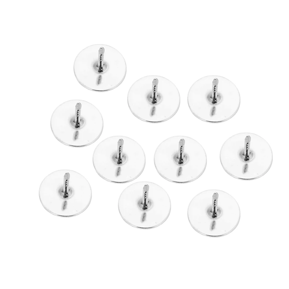 50Pcs 10mm Metal Round Brooch Pins Cabochon Base Badge Cufflink Holder Settings For DIY Jewelry Making Craft Supplies Findings