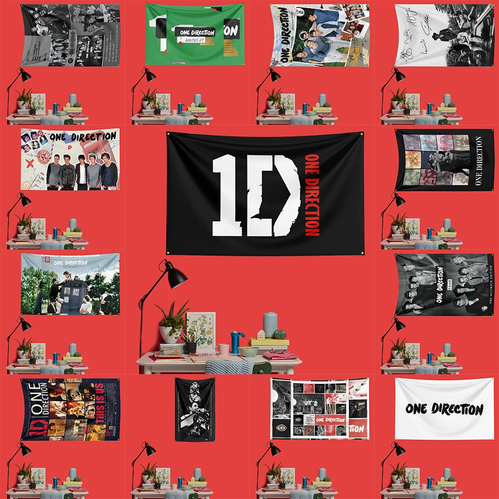 One Direction Pop Flag 3x5 FT 90x150cm Polyester Decorative Banner Tapestry For Music Fans Bedroom Wall Decoration
