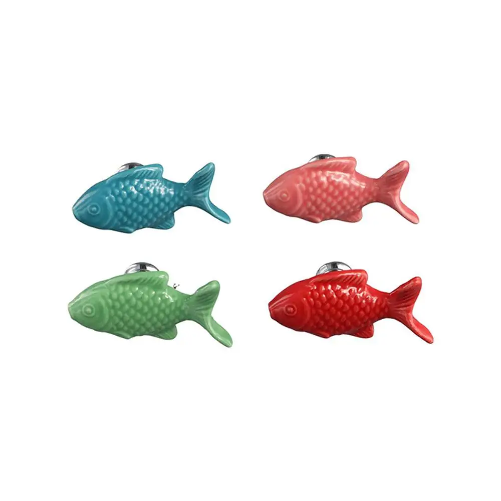 

Retro Ceramic Drawer Knob Single Hole Fish Shape Door Handles Closet Door Handle Kitchen