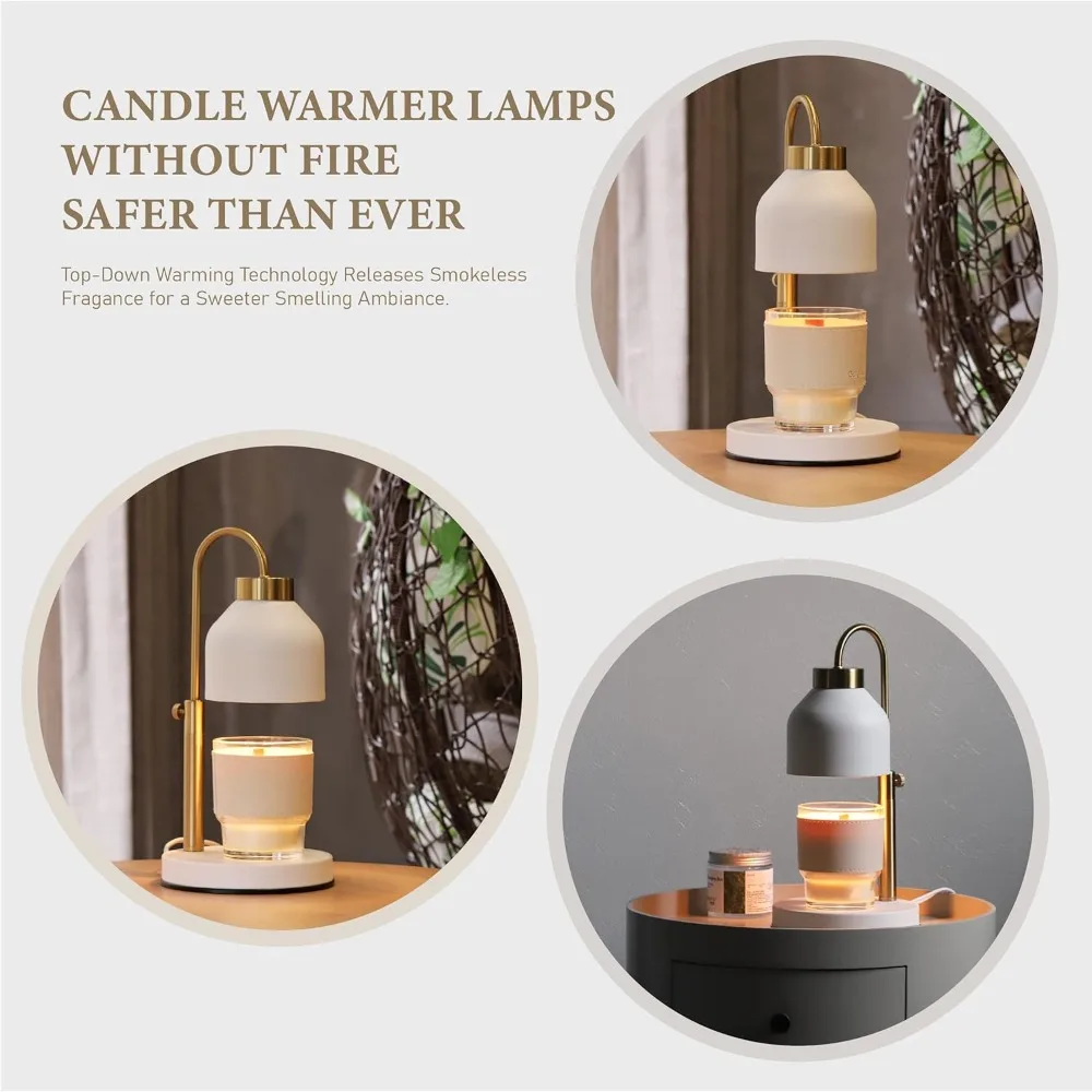 

Candle Warmer Lamp, with 2 Bulbs,Timer & Dimmer,Compatible with Large Yankee Candle Jars,3 Wick ,White,110-120v