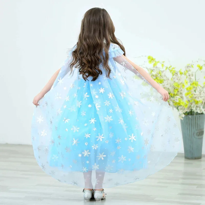 Elsa Costume Frozen LED Princess Dress Snow Queen Fancy Cosplay Party Elegant Toddler Light Up Carnival Halloween Clothes 2-10Y