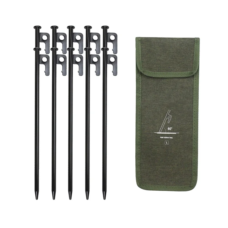 

B06C-30Cm Outdoor Tent Pegs Ground Nails With Storage Bag Windproof Nails Camping Accessories Tent Fastening Black