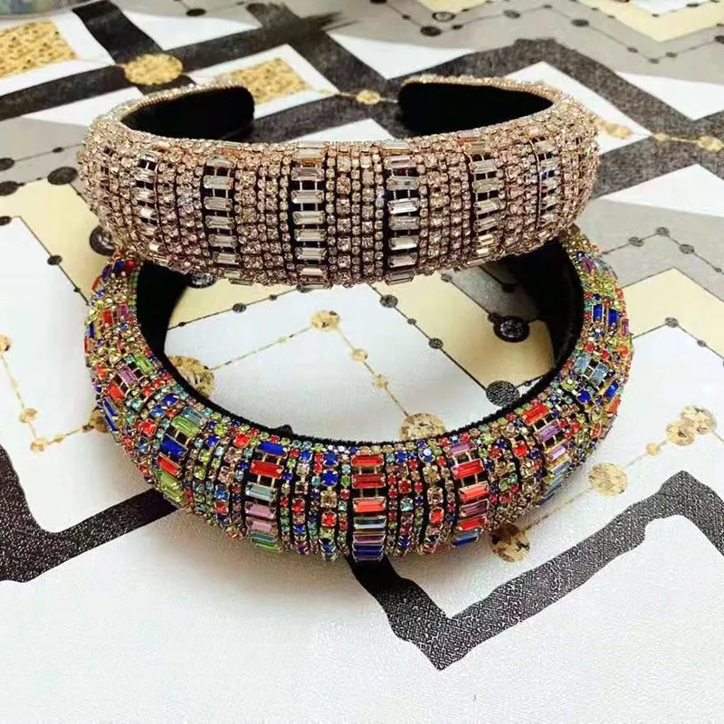 

Baroque Sparkly Padded Rhinestones Headbands Full Crystal Hairbands Gem Diamond Headwear Hair Accessories Women Wholesale