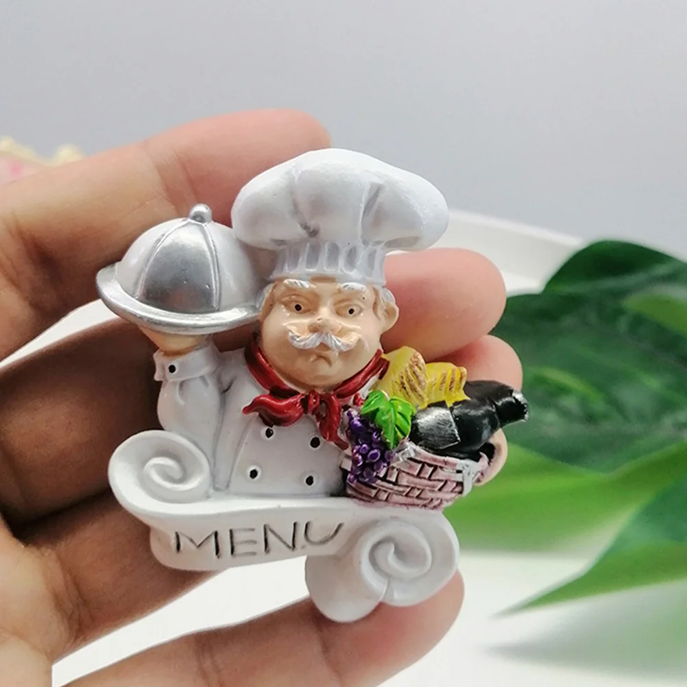

4pcs Fridge Magnet Resin Chef Kitchen Food Cartoon Decor Sticker Welcome Rider Pasta Basket Quality