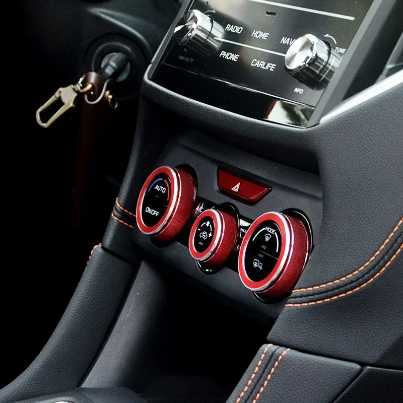 3pcs/set Dashboard A/C Control Knobs Decoration Ring Metal Trim Cover For SUBARU 2019-2023 Forester XV,Car Inteiror Accessories