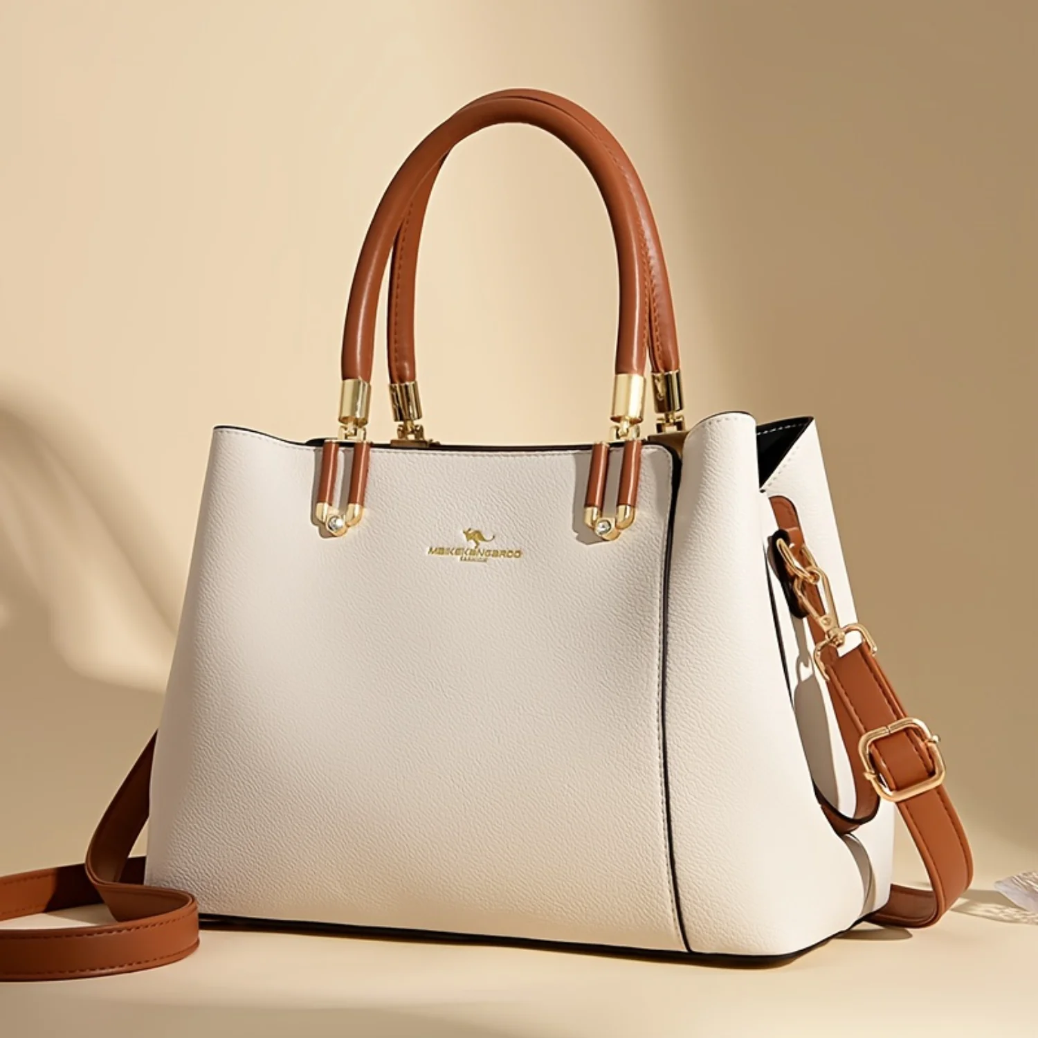 Genuine Leather Womens Handbag - Spacious Elegance - Versatile Top Handle & Crossbody with Adjustable Strap for Everyday Use