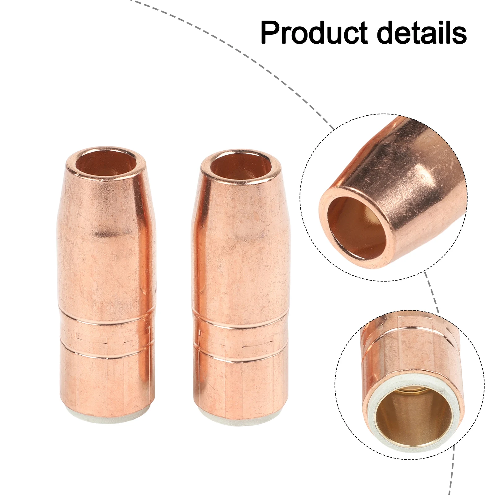 Copper Welding Nozzle Welding Nozzle MIG Welding Nozzle 5 8 Inch Aperture 2-7 8 Inch Length Heavy-duty Copper Material