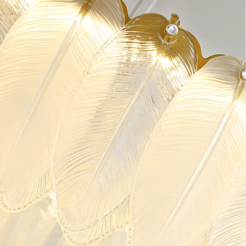 Imagem -06 - Nordic Crystal Feather Led Chandelier Luminária Pendurada Luzes Pingente Home Decor Sala de Estar Sala de Jantar Cozinha Quarto