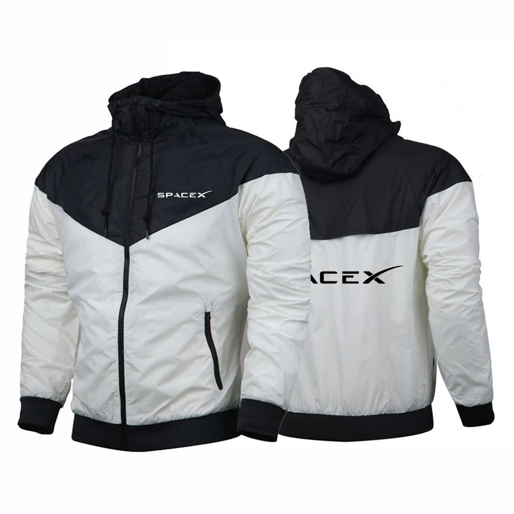 2025 Spring And Autumn Man's SPACEX SPACE X LOGO ELON Logo Print Leisure Style Windproof Coat Comfortable Hooded Jacket Hoodies view 2