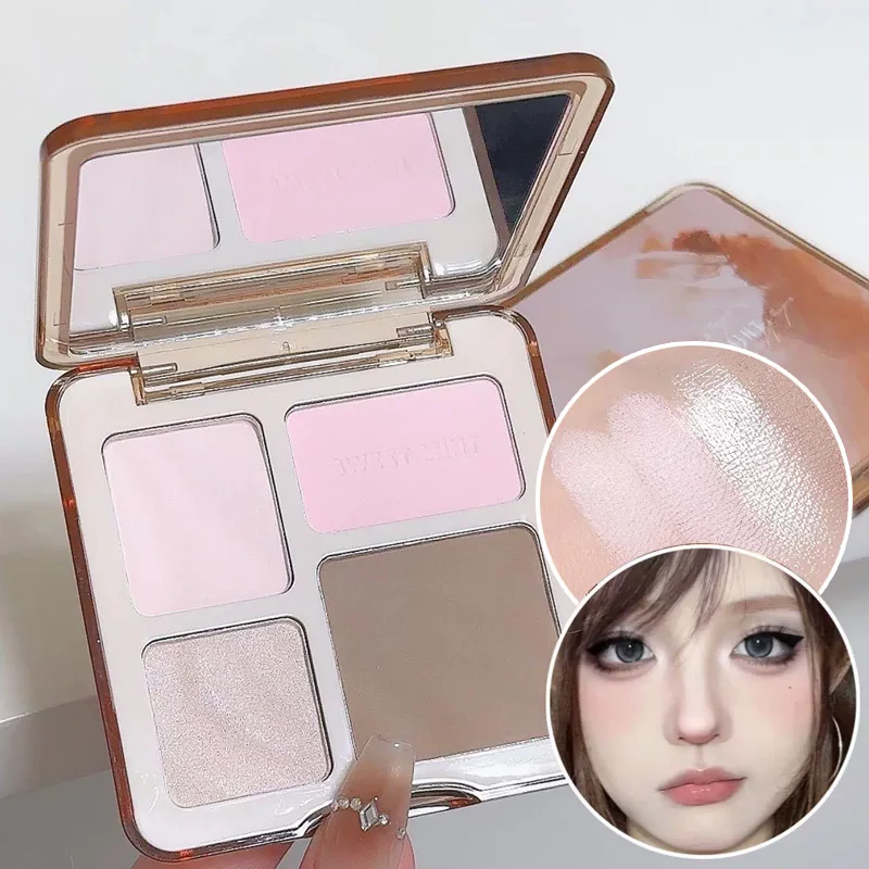 พาเลทท์ไฮไลท์เตอร์คอนทัวร์เฉดดิ้งผงแต่งหน้าเนื้อแมท บรอนเซอร์ ไฮไลท์ กลิตเตอร์ บลัชออน คอนทัวร์จมูก