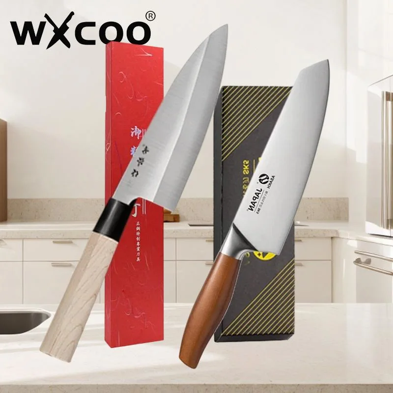 WXCOO-cuchillos de cocina profesionales, cuchillo japonés para cortar salmón y Sushi, cuchillo de Chef, cuchillo para Sashimi, corte de carne, pescado, cocina cruda