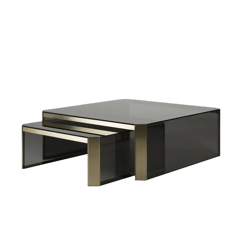 

Retro fancy living room gold brass wire rectangular wooden coffee table