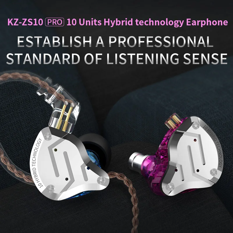 سماعة رأس معدنية KZ ZS10 PRO 4BA + 1DD HIFI سماعة أذن هجينة داخل الأذن سماعات رياضية ضد الضوضاء KZ ZES ZEXPRO AS16 PRO DQ6S