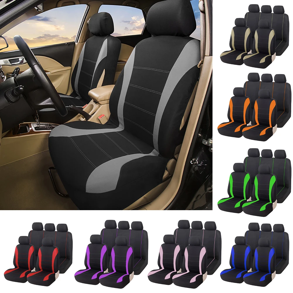 

AUTO PLUS Sports Universal Polyester Car Seat Cover Set Fit Most Car Plain Fabric Bicolor Stylish Car Accessories Seat Protector