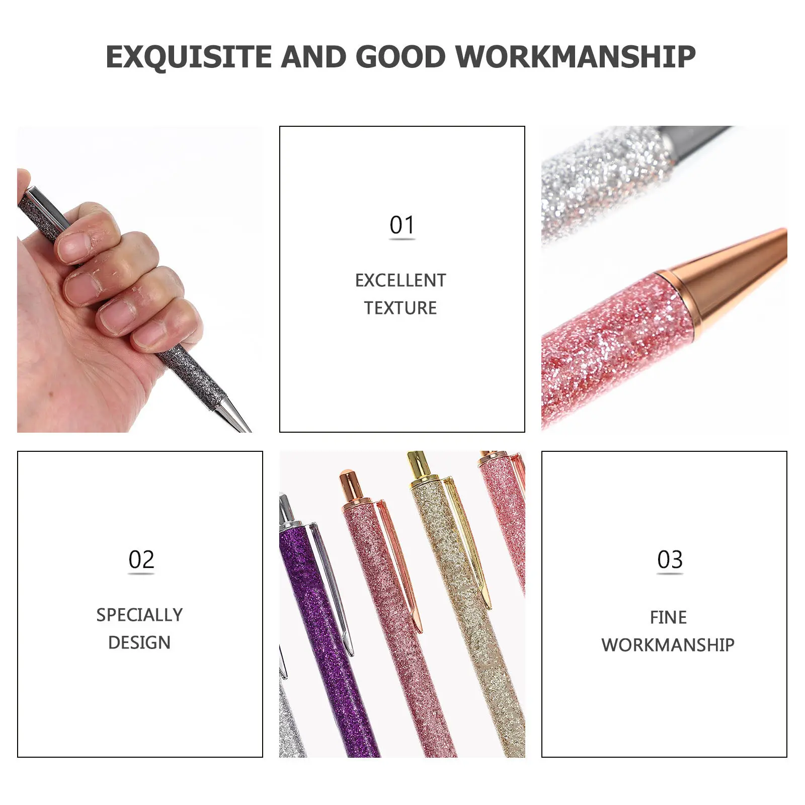 7Pcs Ballpoint Pen Set Creative Plastic Portable Writing Pens Decorative Office Supplies Smooth Comfortable Grip Multipurpose