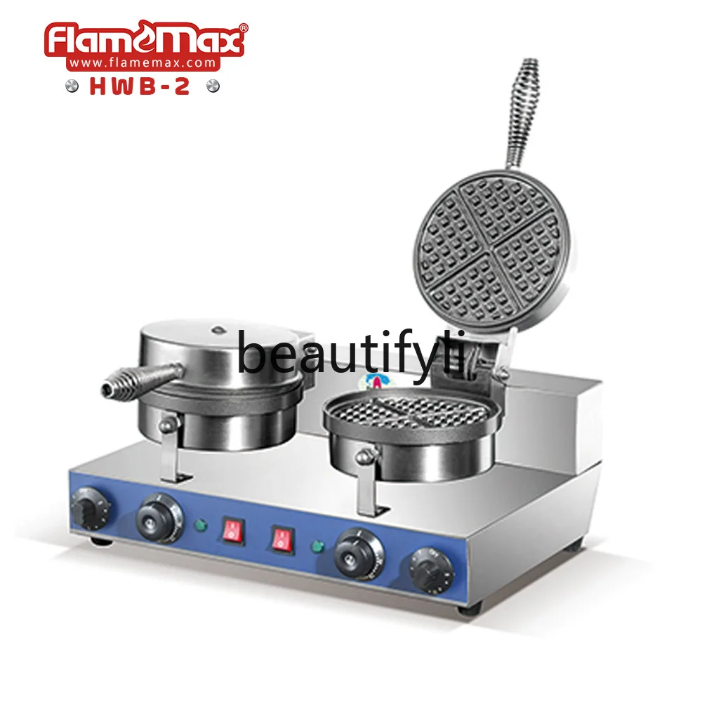 Temperature-Controlled Single-Head Rotating Waffle Maker Electric Pancake Machine Commercial  Pancake Maker Catering Equipment