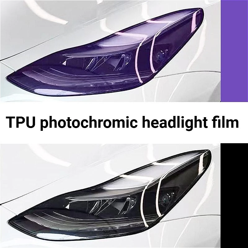 TPU Car Headlight Film UV Activated Headlight Film Transparent To Black Photochromic Film Heat Self‑healing Headlight Film