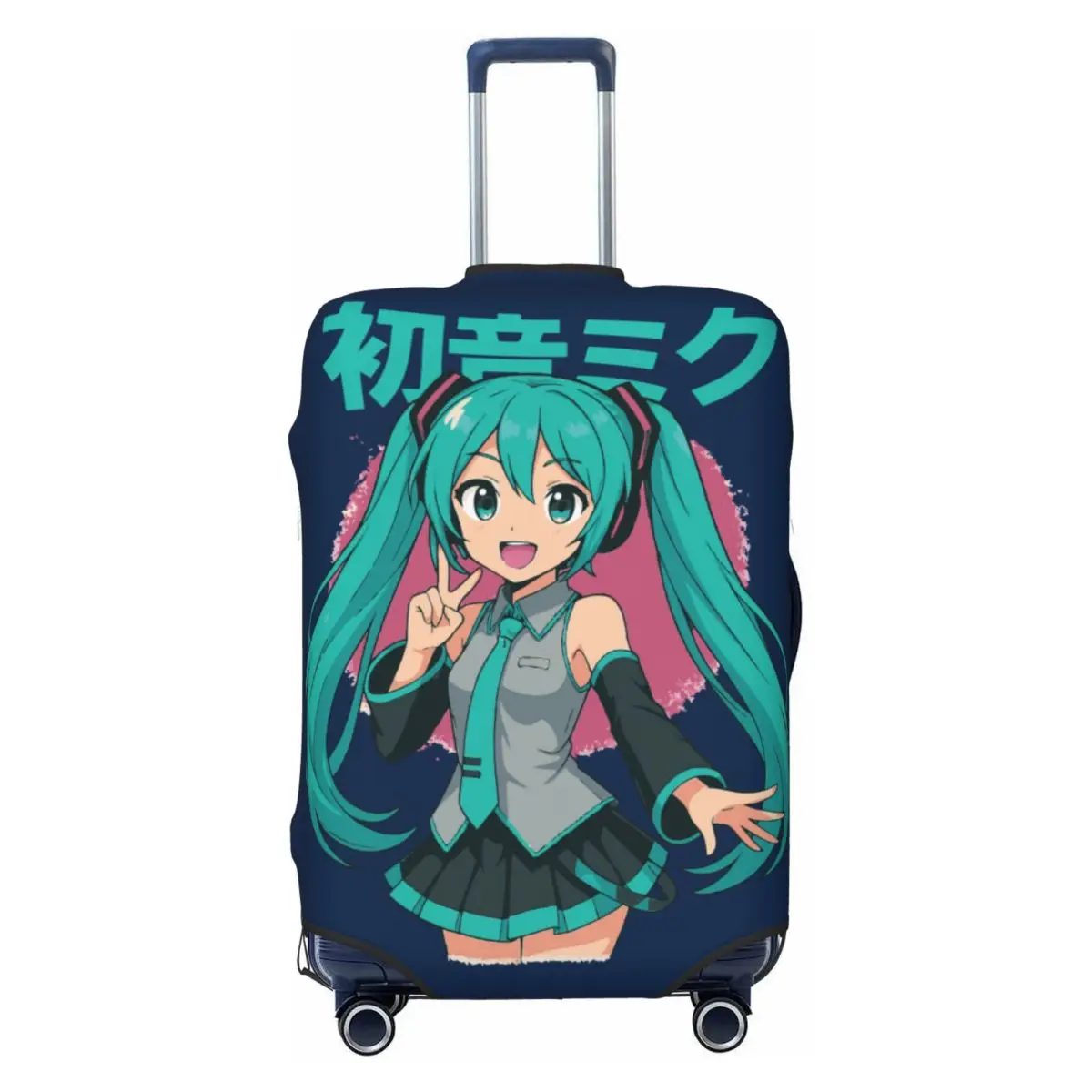 カスタムキュートな初音ミク-vocaloid-ロックアニメ荷物カバープロテクター-洗える旅行スーツケースカバー