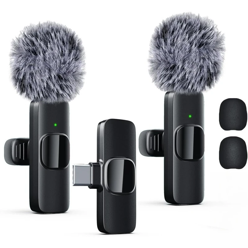 Microfone de lapela sem fio profissional, compacto, para iPhone, iPad, ideal para gravação de vídeos e entrevistas, e para podcasts.
