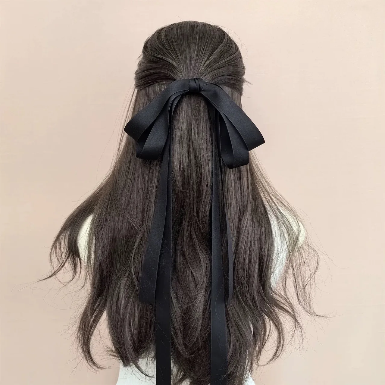 

Long Ribbon Large Bow Barrettes Hair Clips Women Girls Black Bow Hairpins Ponytail Spring Clips Hair Accessories Fashion