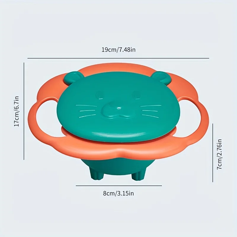 Baby and Children's Bowl, 360-Degree Rotating Top Bowl, Lion Bowl, Balanced Bowl, Non-Falling, Heat-Resistant and Anti-Drop Eating Bowl