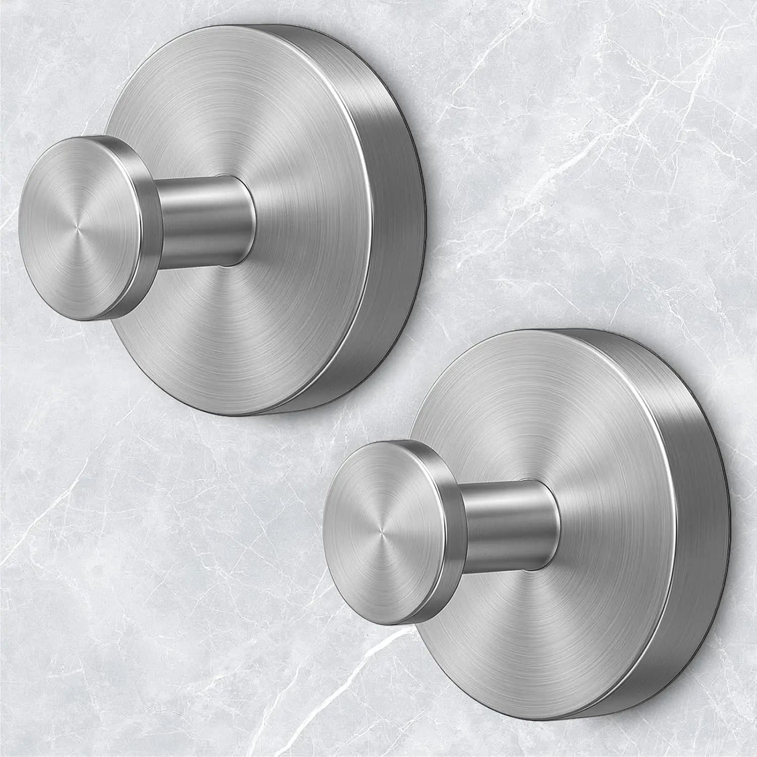

Suction Cup Hooks for Shower, Heavy Duty Removable Towel Hooks for Bathroom Glass, 2 Packs Silver