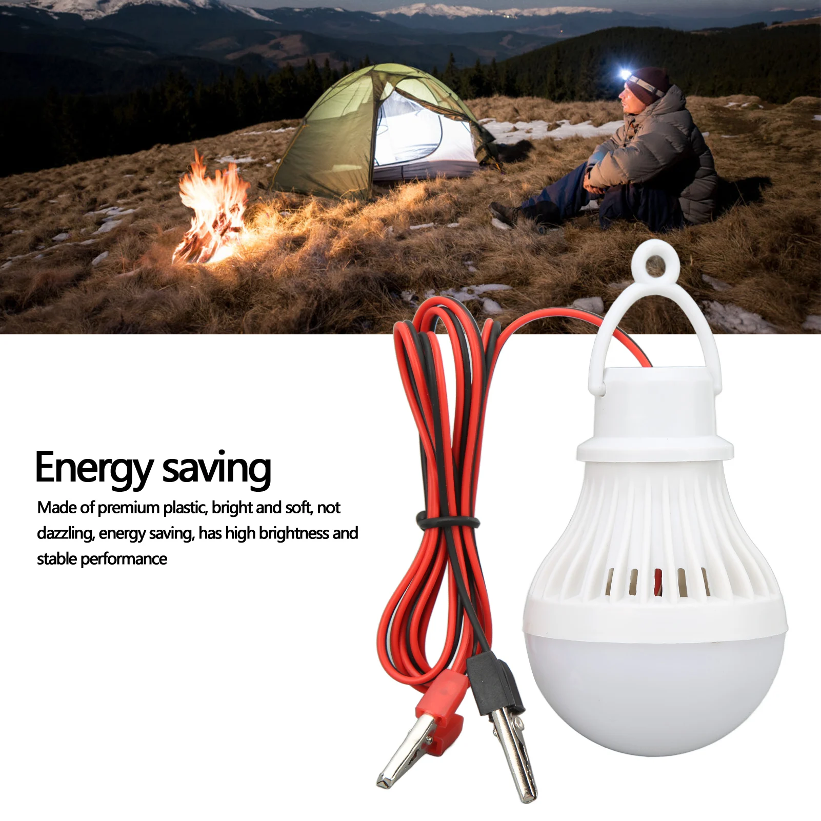 LED Camping Tent Lantern Plastic Outdoor Emergency Light Bulb with Hook for Hiking Fishing 12V 5W Portable LED Tent Lamp view 4