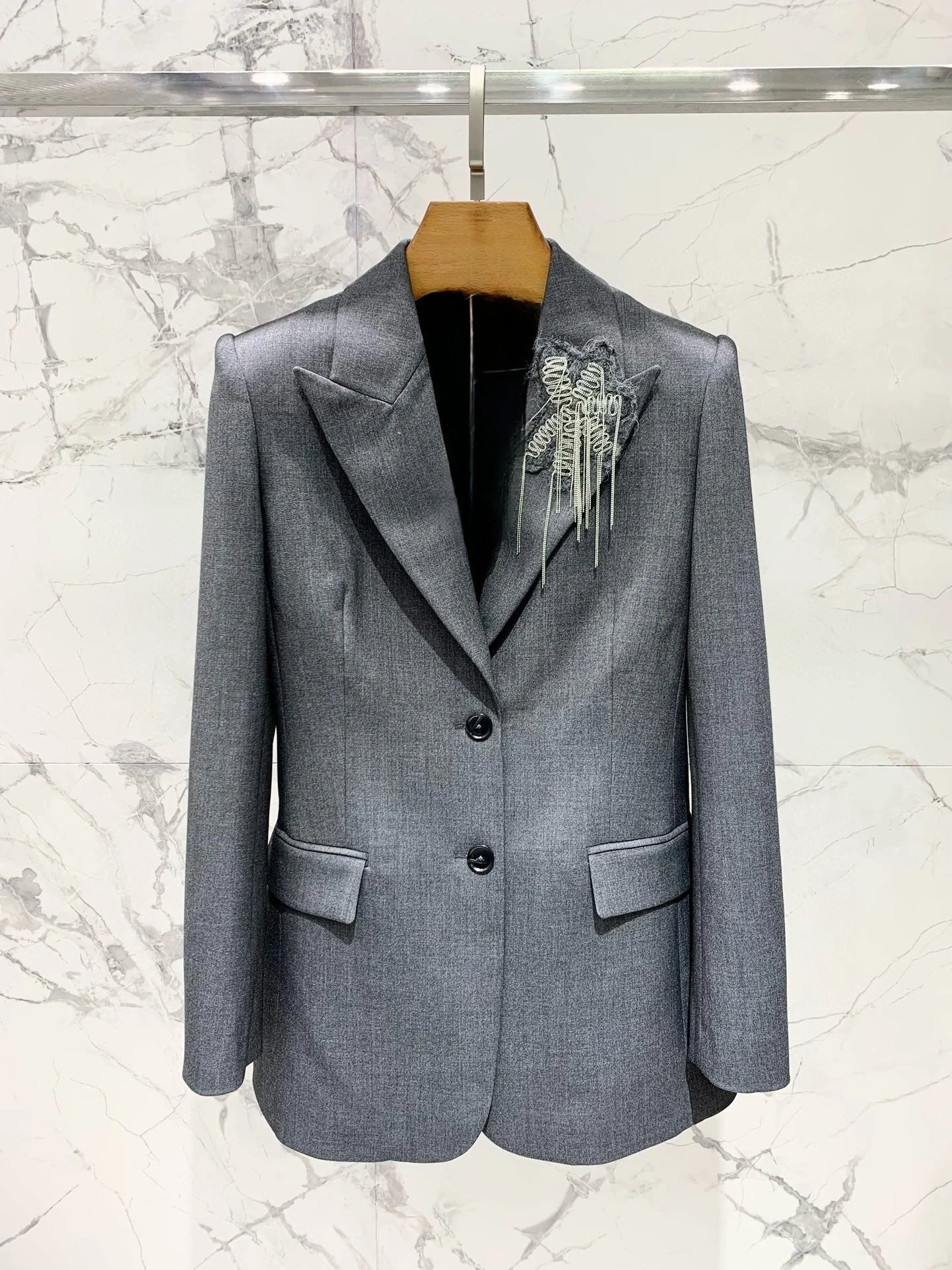 

Элегантный женский пиджак с декоративными кисточками, универсальный, в простом стиле, из роскошной шерсти, для офиса, модный, с длинными рукавами