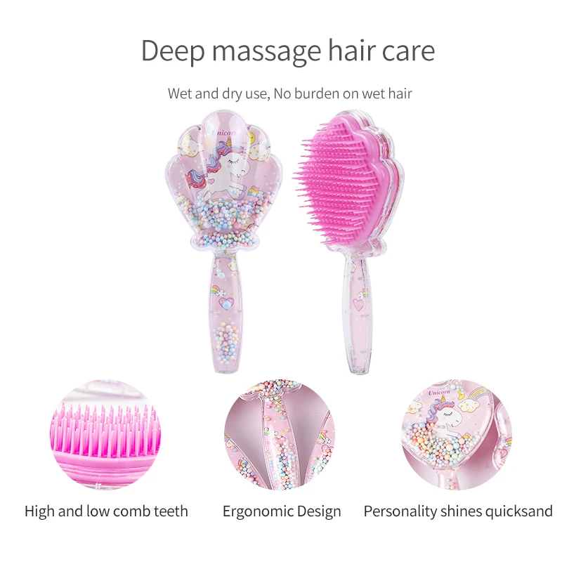 5 Styles Pink Unicorn Anti-static Hair Brush Scalp Massage TT Comb Hair Brush for Salon Hairdressing Styling Tool Barber Combs