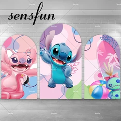 Pink Lilo & Stitch Theme Arch Backdrop Cover for Girls Baby Shower Birthday Party Decoration Hawai Hula Summer Banner Doubleside