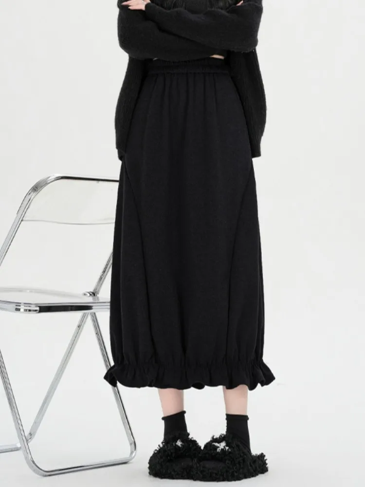 الرجعية الكورية ey زهرة برعم f تنورة المرأة الخريف الشتاء الحلو Aosphere عالية الخصر Dra التخسيس ميدي فانوس تنورة