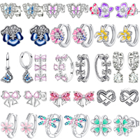 Luxury Flower Butterfly Bow Tie Earrings 925 Sterling Silver Clover Rose Drop Earrings Mature Glamor Women Fine Jewelry Gift