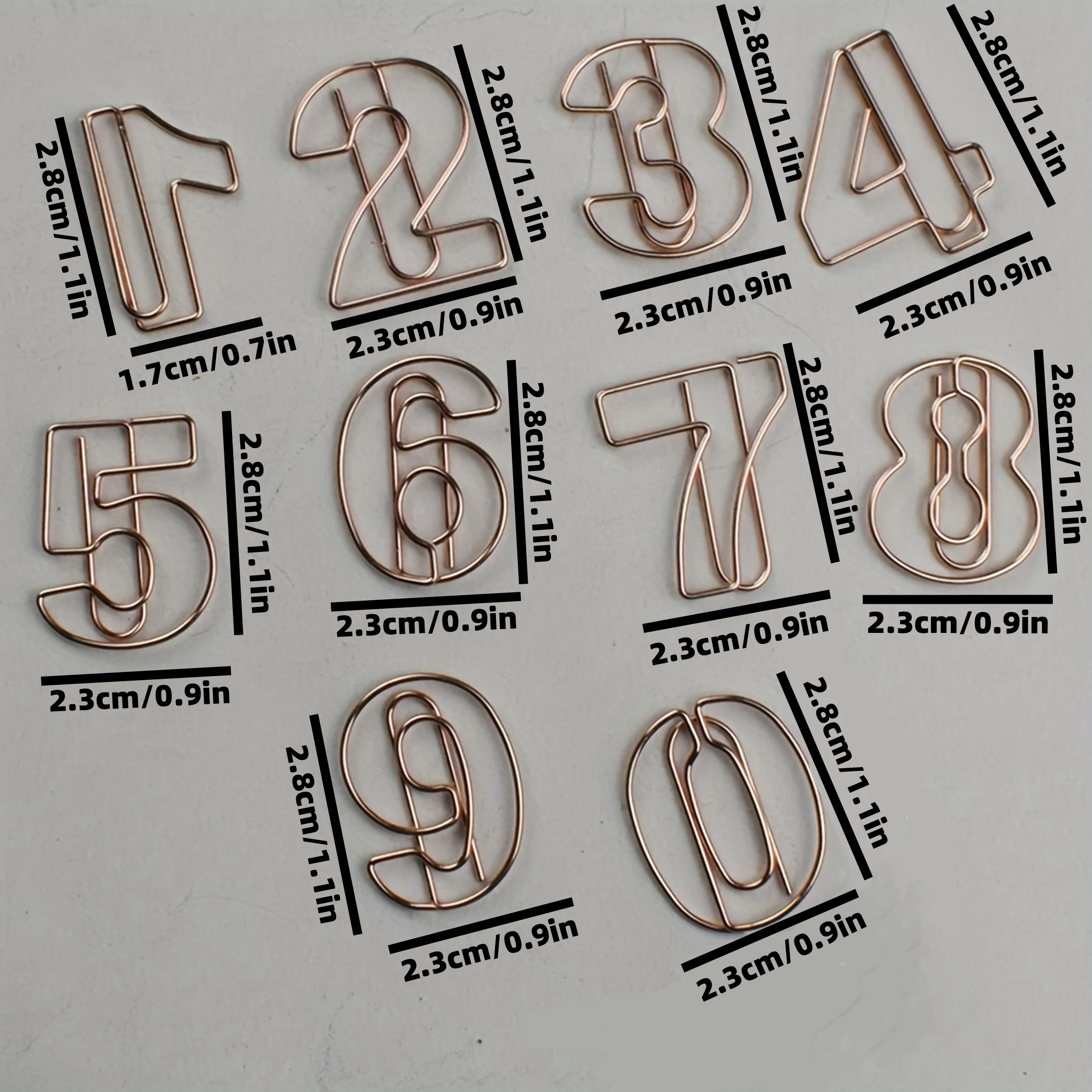 10pcs/Set Metallic Wire-formed 0-9 Number-shaped Paper Clip Bookmarks Paperclips Office Stationery School Supplies
