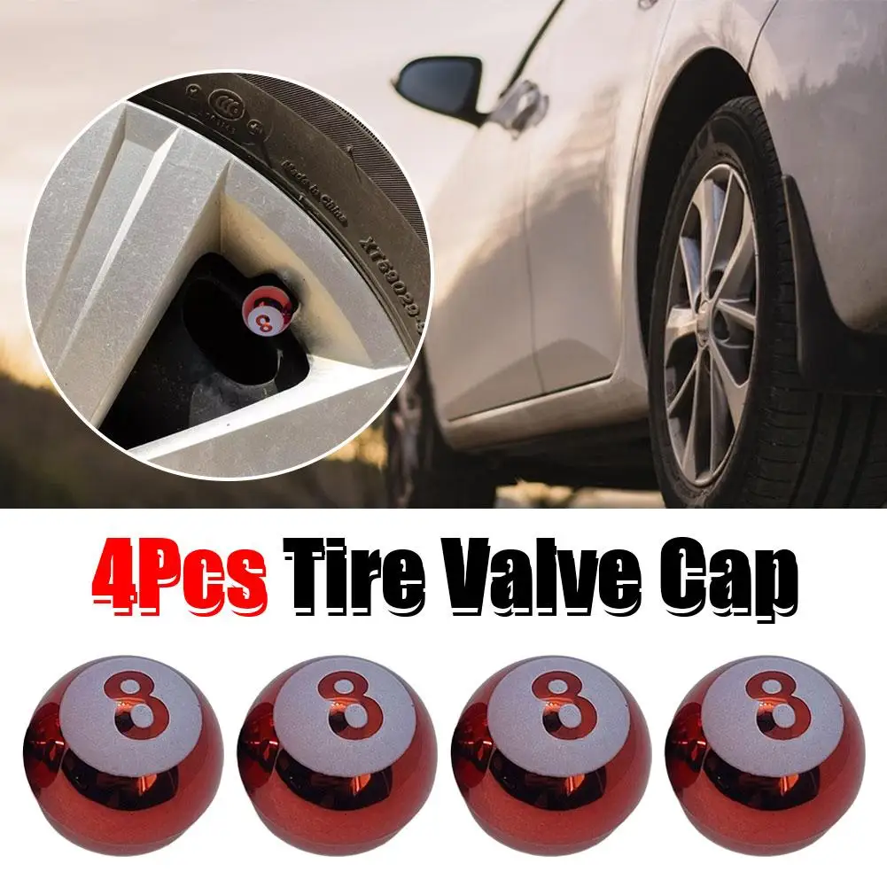 4pcs Car Wheel Tire Valve Core Cap Creative Billiards Dust Wheel Truck Car Cover SUV Motorcycle Bike 8 Accessories Z2J4