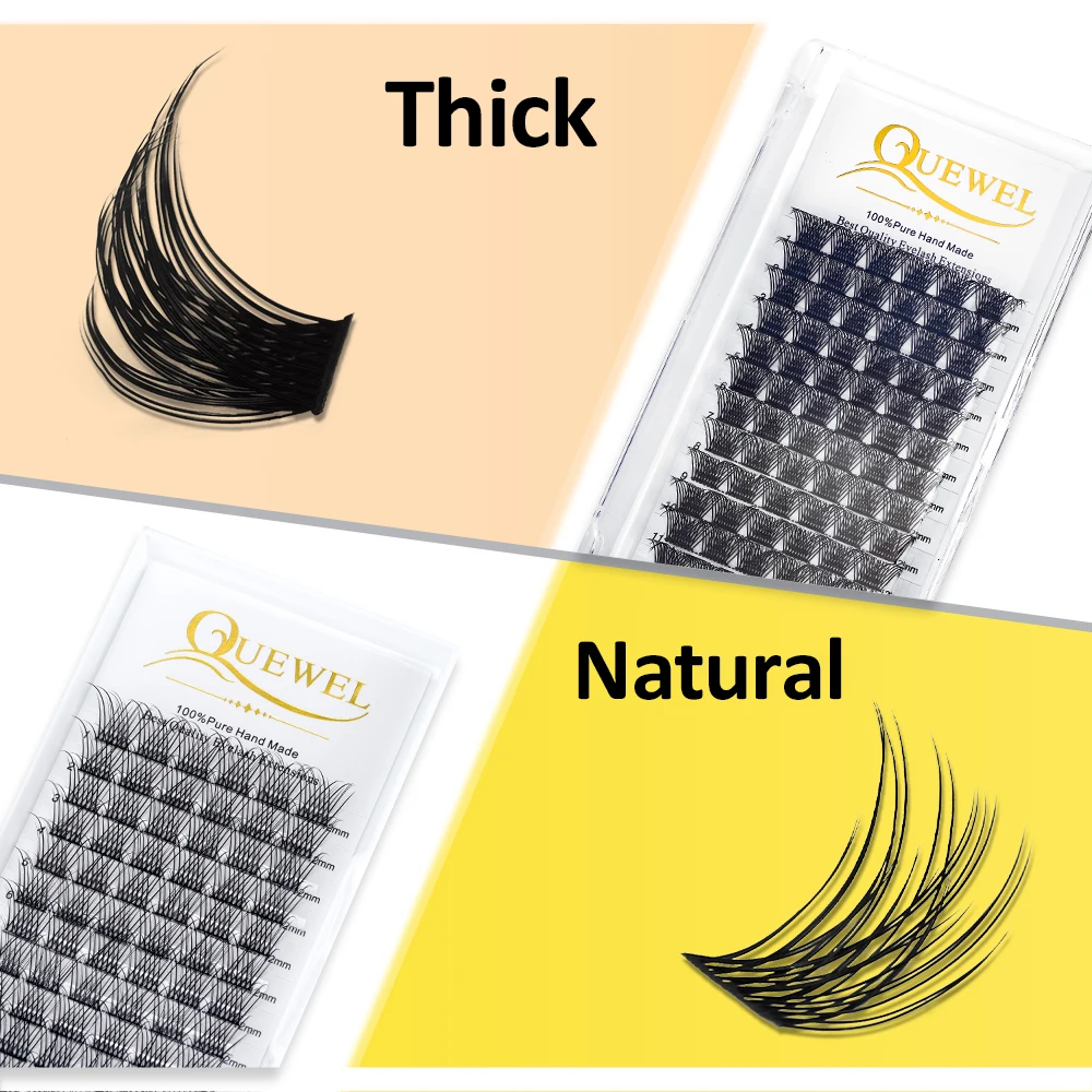 Quewel 72 Eyelash Clusters Segment Eyelashes Extension with Lash Bond and Seal Clusters Long Lasting Lash Glue Set DIY Fake Lash